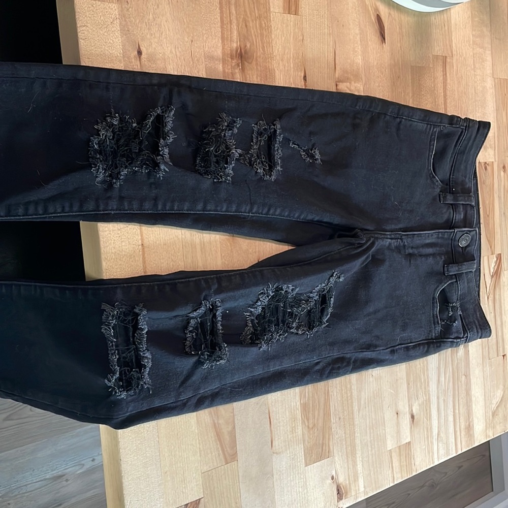 High rise black ripped skinny jeans size: 0